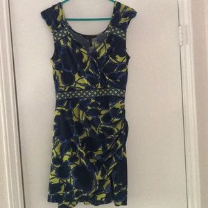 BCBG Maxazaria blue and yellow dress